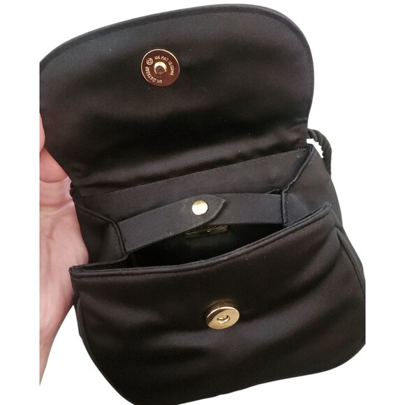 Bloomingdale’s Vintage Black Satin Evening Shoulder Bag Purse 80s 90s Formal - Picture 8 of 9